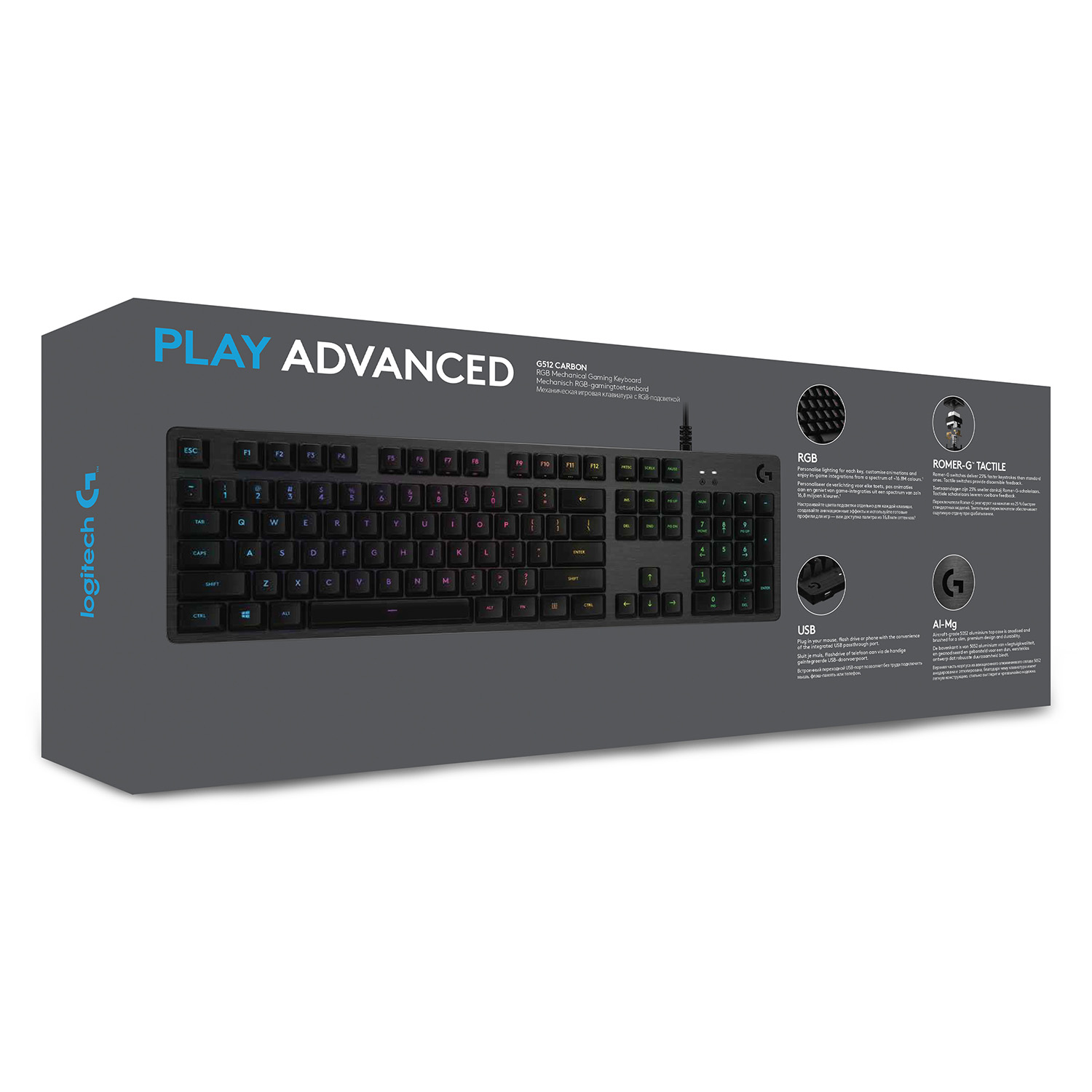 Logitech G G512 CARBON LIGHTSYNC RGB Mechanical Gaming Keyboard with GX Brown switches, Kabelgebunde