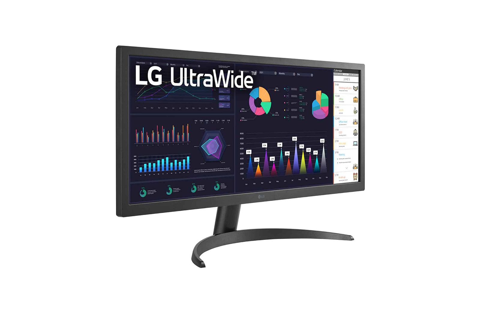LG 26WQ500-B, 65,3 cm (25.7"), 2560 x 1080 Pixel, 4K Ultra HD, LCD, 5 ms, Schwarz