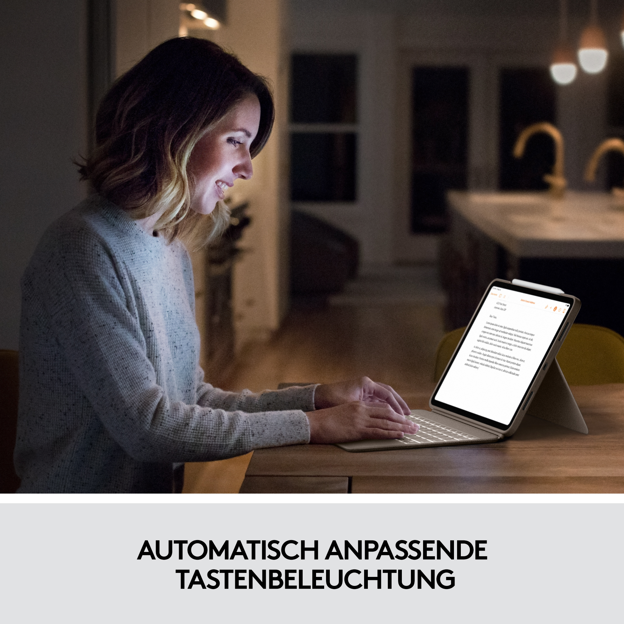 Logitech Combo Touch - Tastatur und Foliohülle - mit Trackpad - hintergrundbeleuchtet - Apple Smart