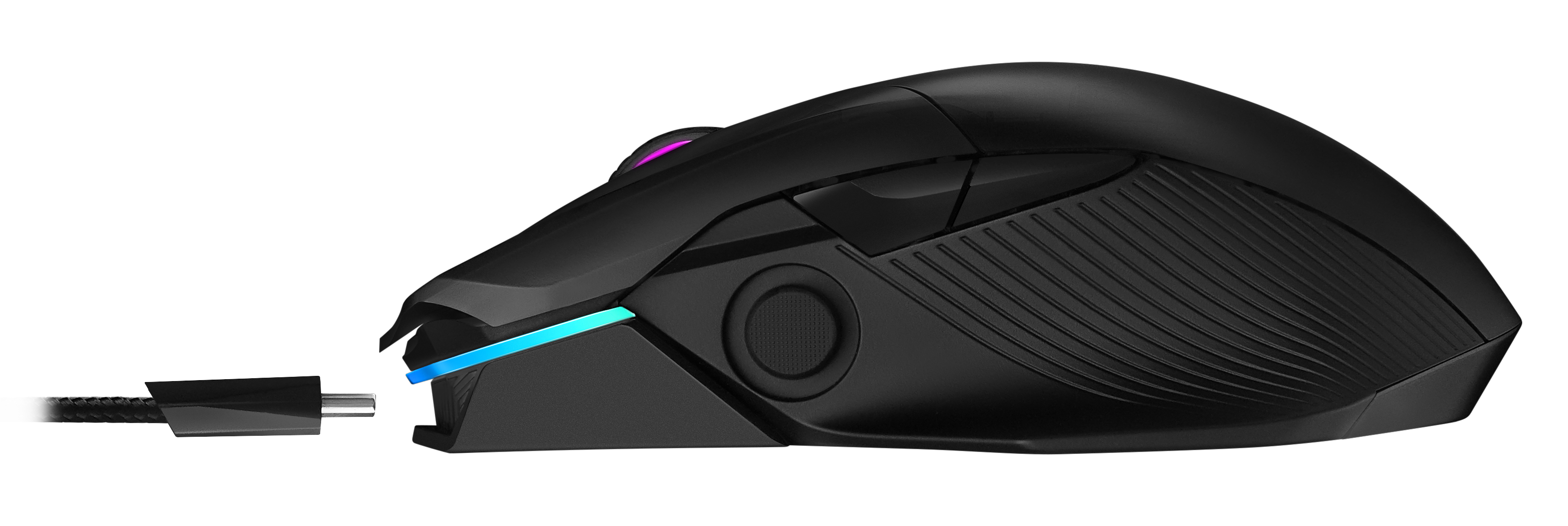 ASUS ROG Chakram, rechts, Optisch, RF Wireless + Bluetooth + USB Type-A, 16000 DPI, Schwarz