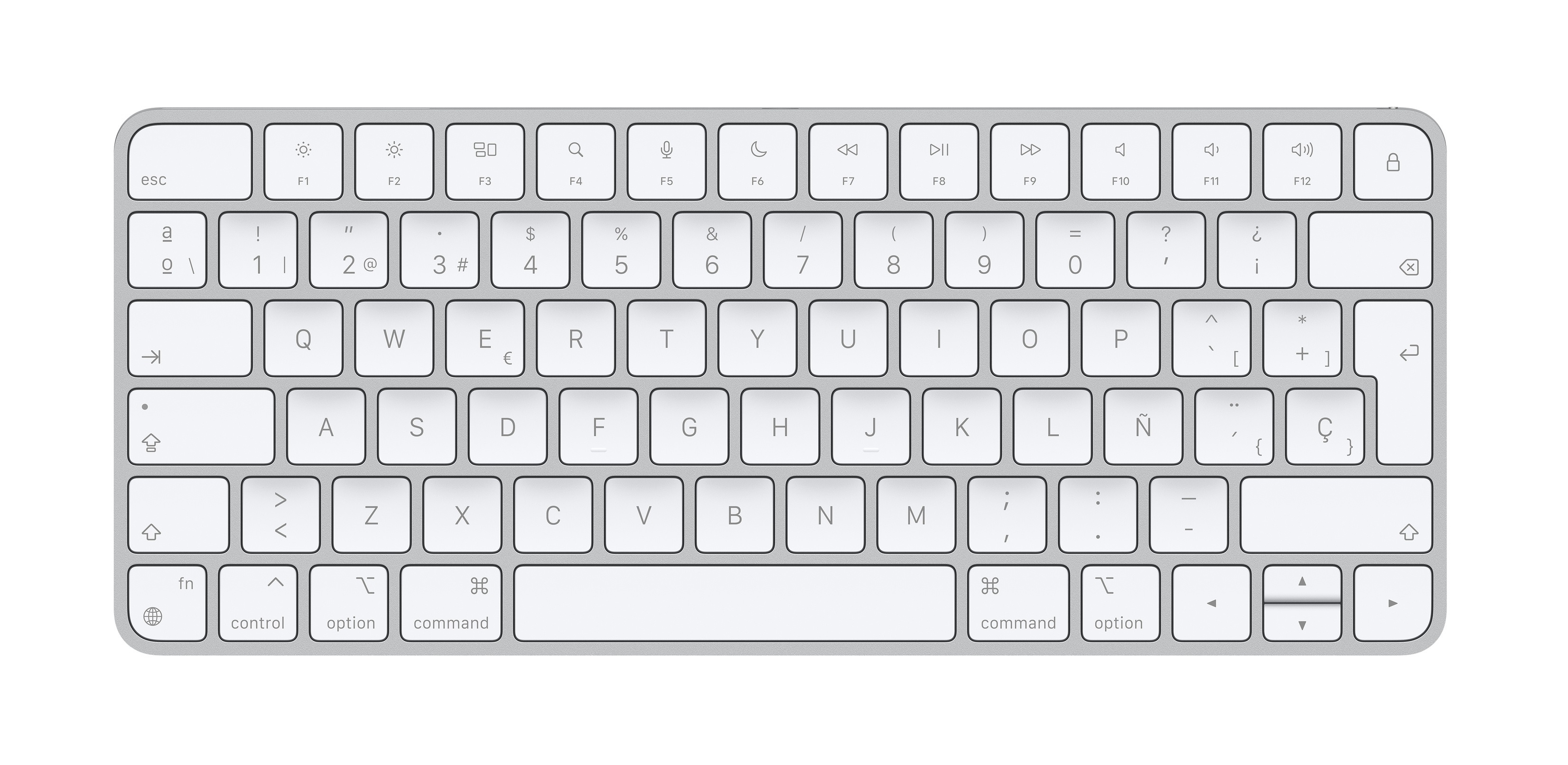 Apple Magic, 60%, Verkabelt & Kabellos, USB + Bluetooth, Aluminium, Weiß
