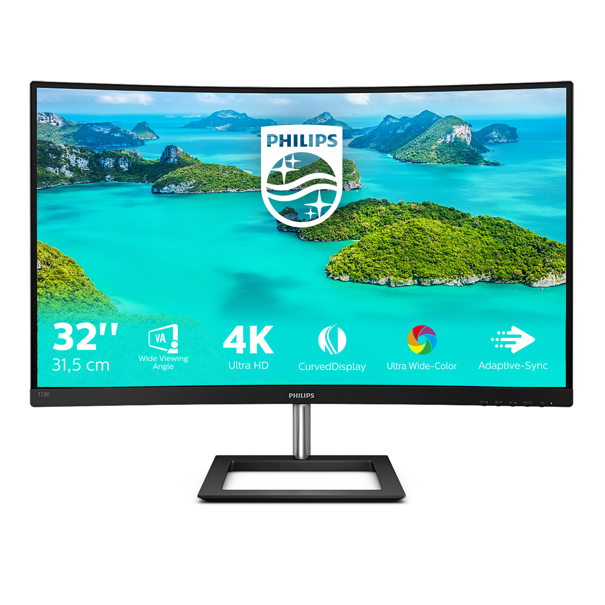 Philips E-line 328E1CA Curved-Monitor 81.3cm (32") 4K UHD, VA, 4ms, HDMI, Displayport