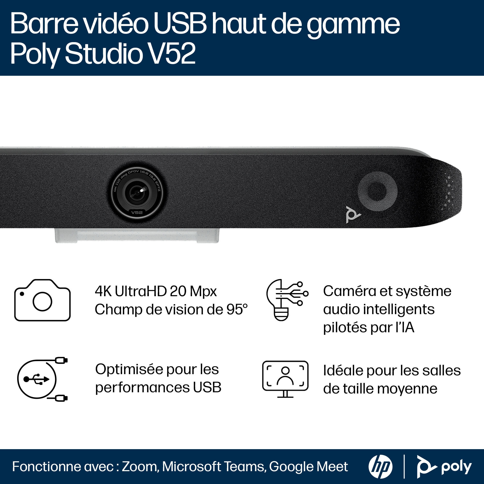 Poly HP Poly Studio V52 No Radio or Power Cord - USB-Videoleiste