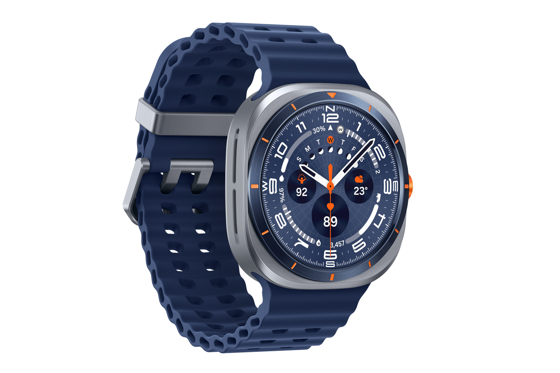 Samsung Galaxy Watch Ultra - 47 mm - Titanium Blue - intelligente Uhr mit Marineband - Gummi - Blau