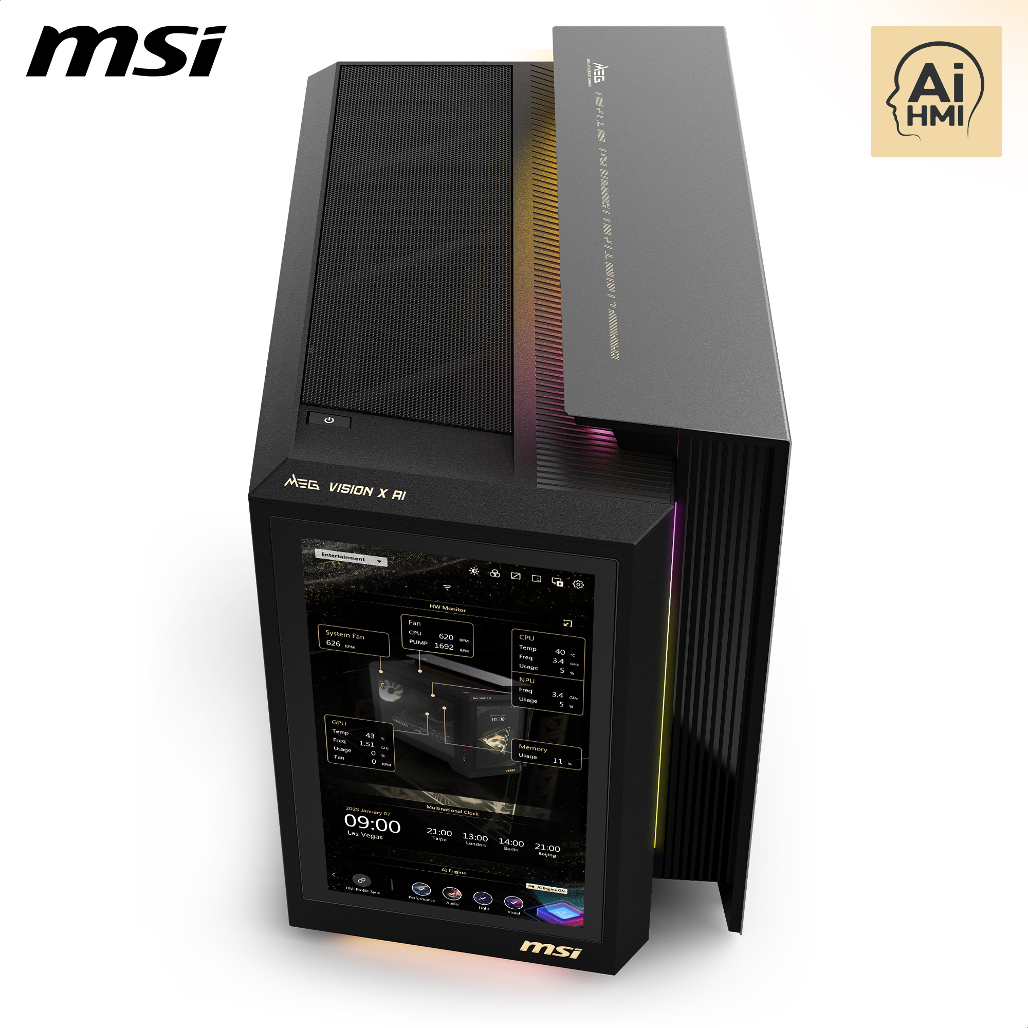 MSI MEG Vision X AI 2nd 2NVZ9-285AT, Core Ultra 9 285K, 64GB, 1TB, RTX 5080, Win11
