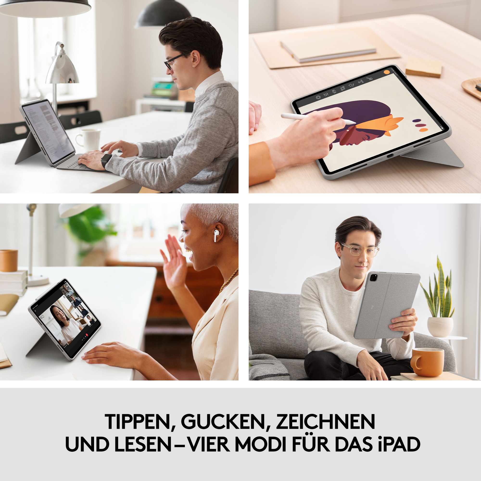 Logitech Combo Touch - Tastatur und Foliohülle - mit Trackpad - hintergrundbeleuchtet - Apple Smart