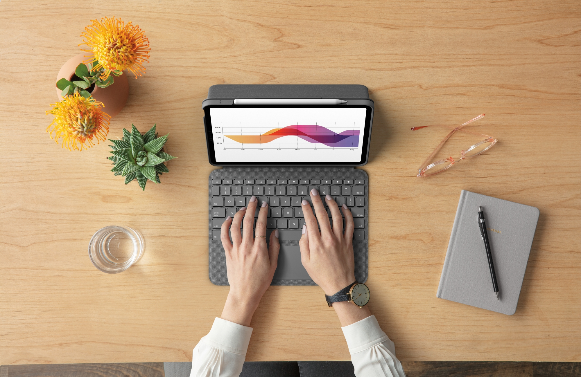 Logitech Folio Touch - Tastatur und Foliohülle - mit Trackpad - hinterleuchtet - Apple Smart connect