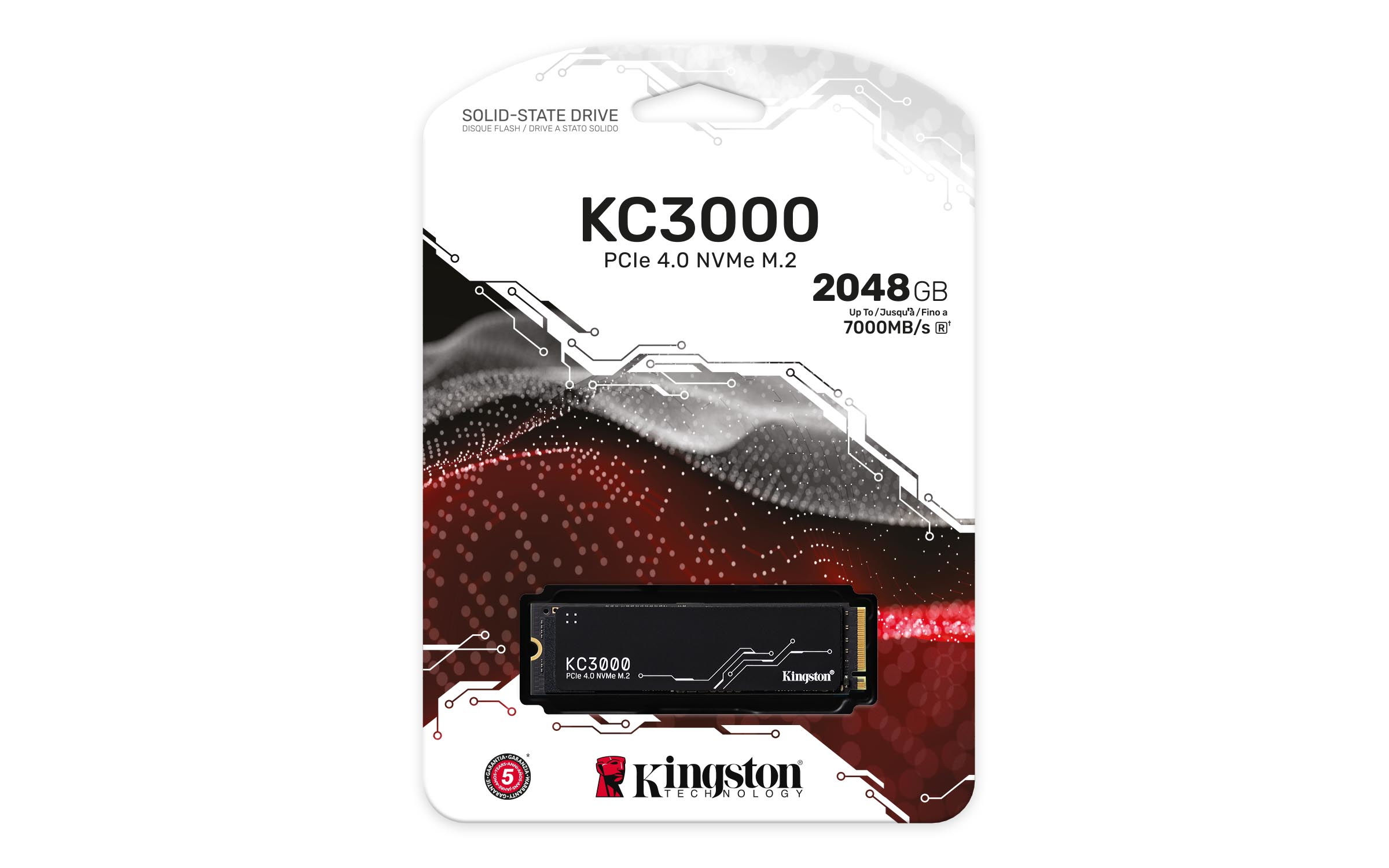 Kingston KC3000 PCIe 4.0 NVMe SSD 2048GB, M.2 2280 / M-Key / PCIe 4.0 x4, Kühlkörper
