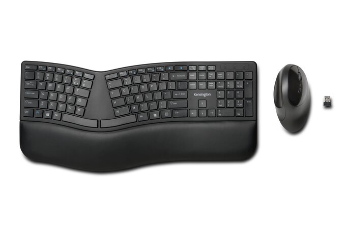 Kensington ProFit Ergo, Volle Größe (100%), Kabellos, RF Wireless + Bluetooth, QZERTY, Schwarz, Maus