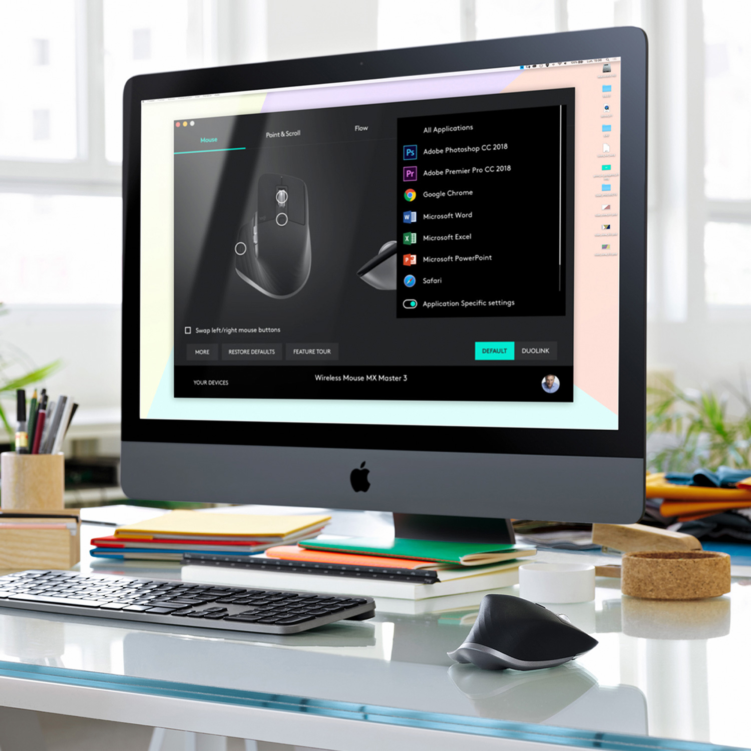 Logitech MX Master 3 for Mac - Maus - Laser - 7 Tasten - kabellos - Bluetooth, 2.4 GHz - kabelloser