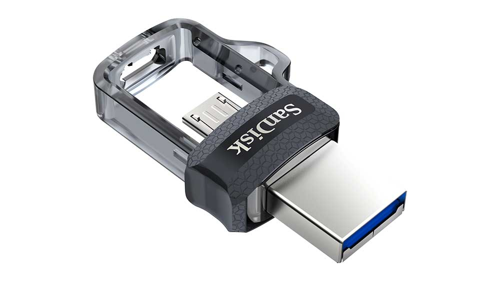 SanDisk Ultra Dual m3.0, 16 GB, USB Type-A / Micro-USB, 3.2 Gen 1 (3.1 Gen 1), Dia, 5,2 g, Schwarz,