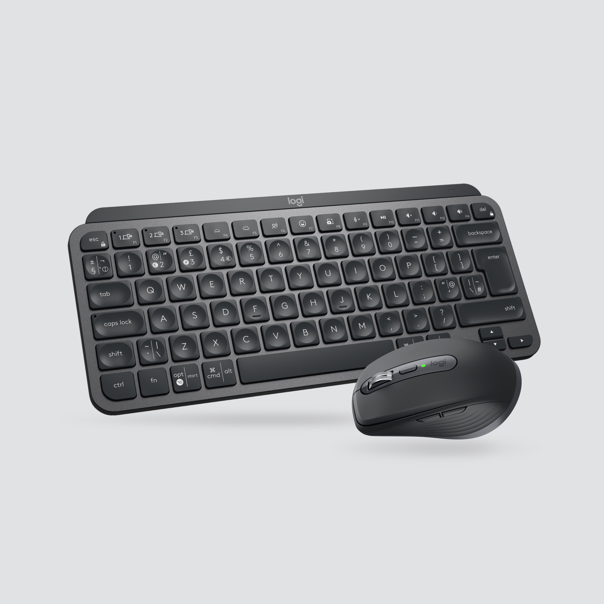 Logitech MX Keys Mini Combo for Business, Kabellos, RF Wireless + Bluetooth, QWERTZ, LED, Graphit, M