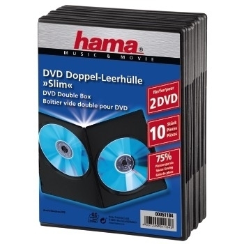 Hama DVD-ROM Slim Double Box - Slim Jewel Case für Speicher-DVD - Kapazität: 2 DVD - Schwarz (Packun