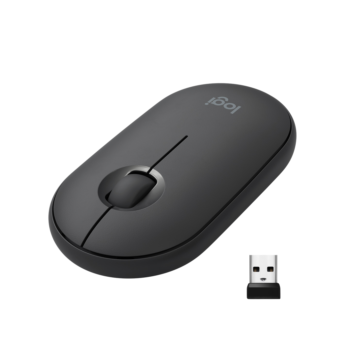Logitech Pebble M350 - Maus - optisch - 3 Tasten - kabellos - 2.4 GHz, Bluetooth - kabelloser Empfän