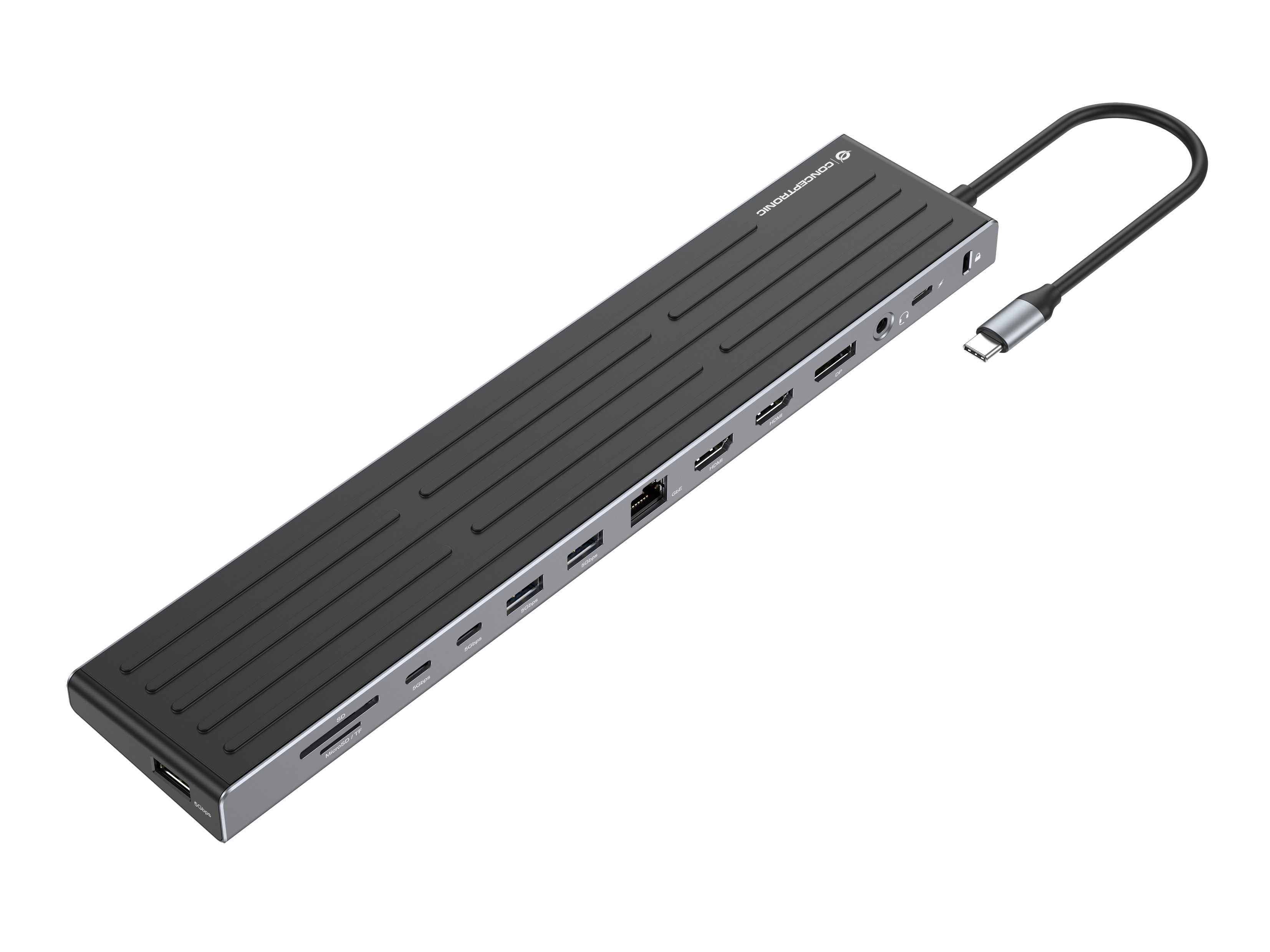 Conceptronic DONN32B 14-in-1 MST-Dockingstation USB 3.2 Gen 1, HDMI x2, DisplayPort, Gigabit-LAN, US