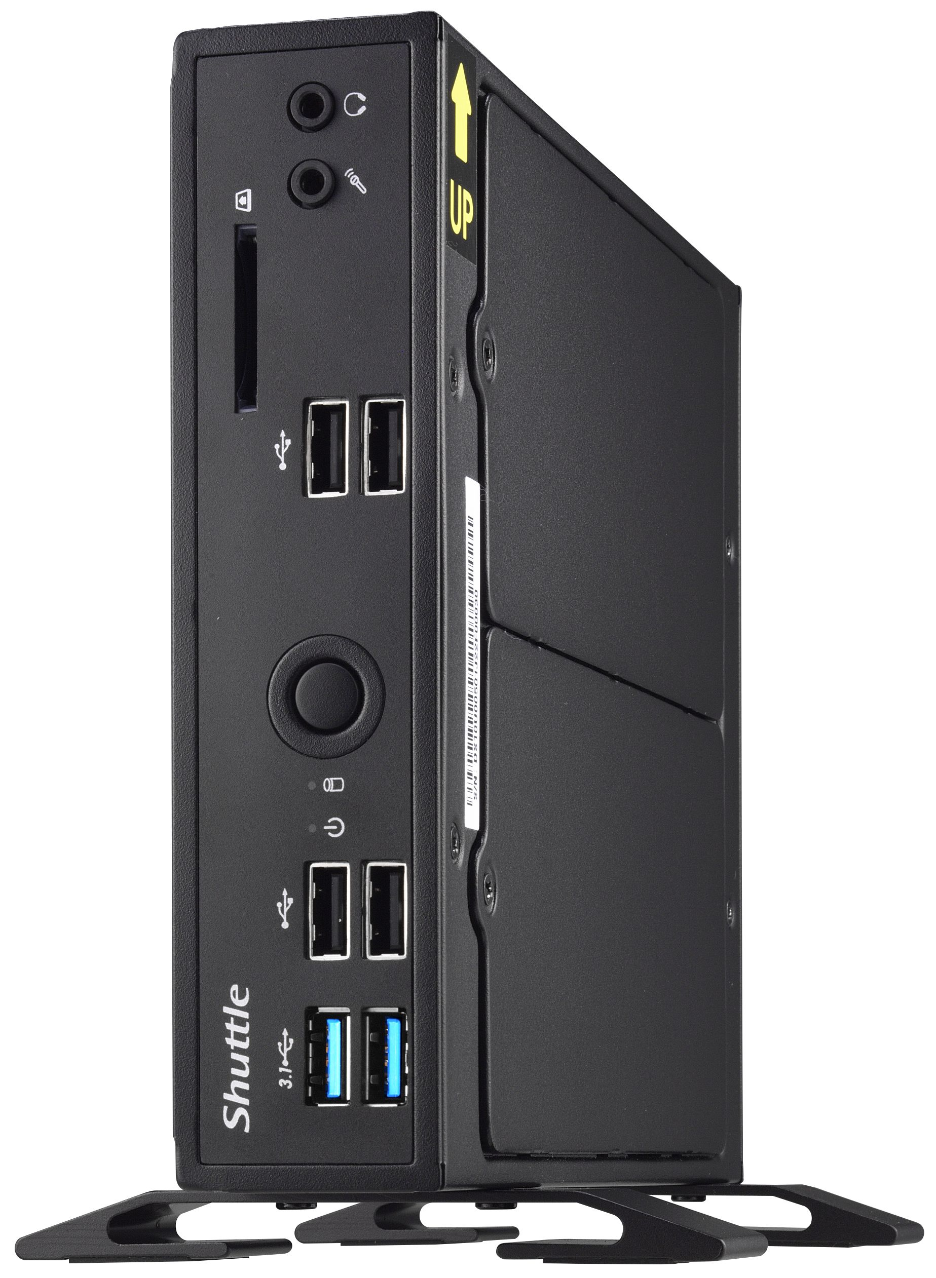 Shuttle XPC slim Barebone DS10U, Celeron 4205U, 1xHDMI,1xDP,1x VGA, 2x LAN,1xCOM, 8x USB, lüfterlos,