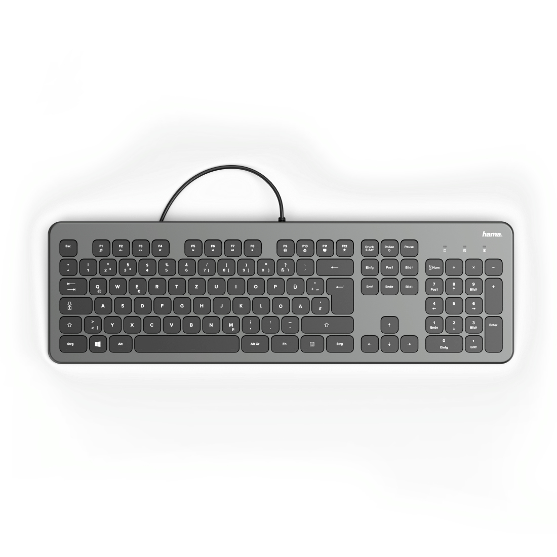 Hama KC-700, Volle Größe (100%), Kabelgebunden, USB, QWERTZ, Schwarz