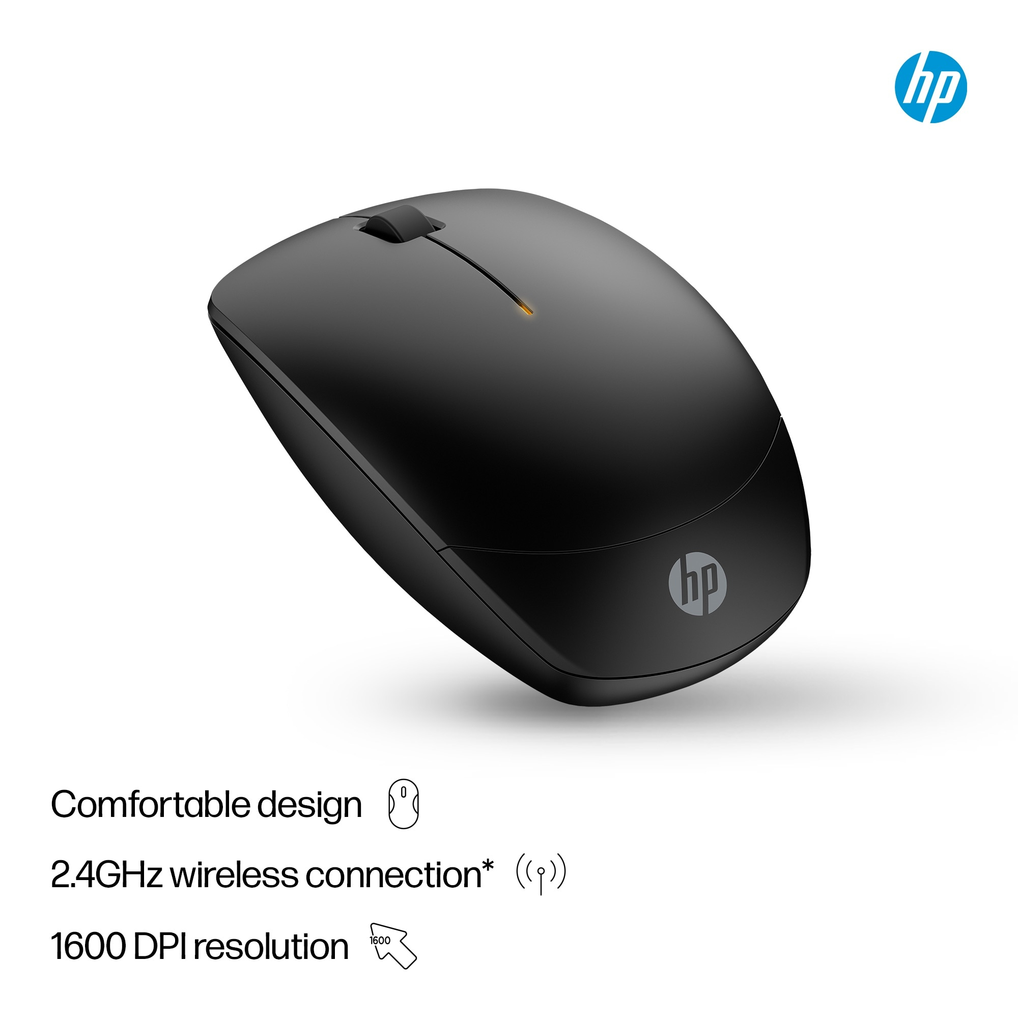 HP 230 Slim - Maus - optisch - 3 Tasten - kabellos - 2.4 GHz - kabelloser Empfänger (USB)