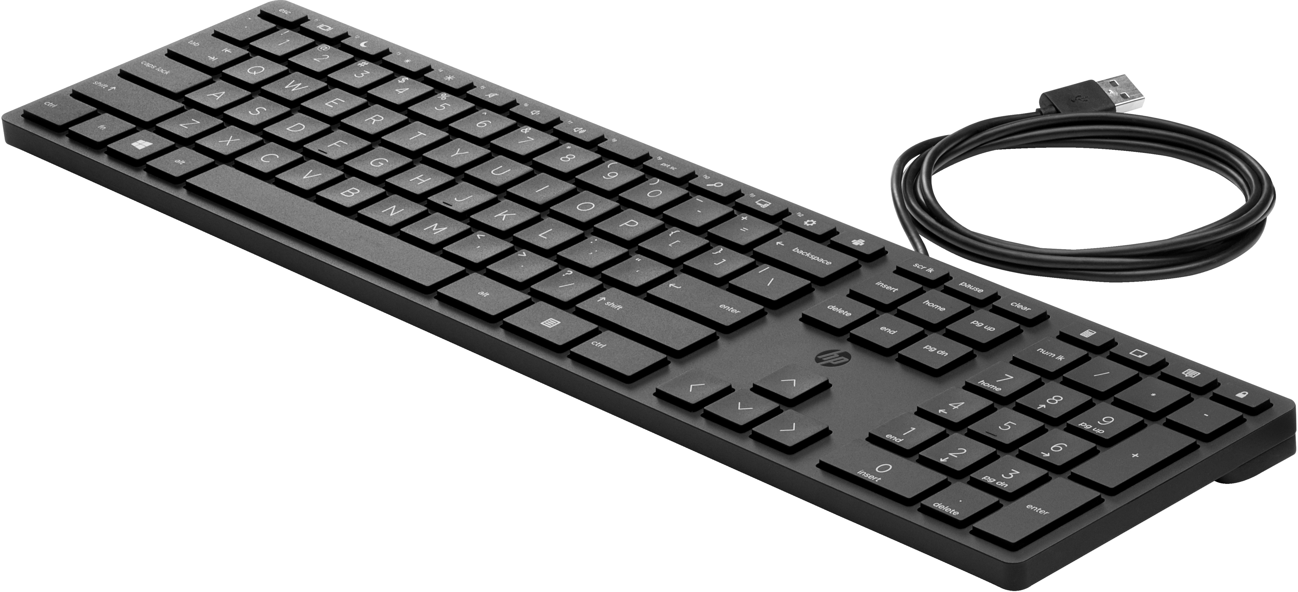 HP 320K-Tastatur für Desktop-PC, kabelgebunden, Volle Größe (100%), Kabelgebunden, USB, Schwarz