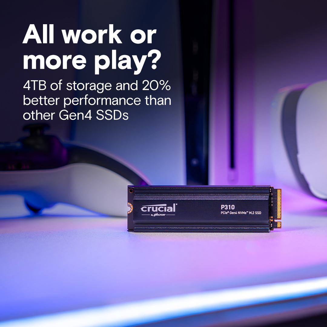 Crucial P310 - SSD - 4 TB - intern - M.2 2280 - PCIe 4.0 x4 (NVMe)