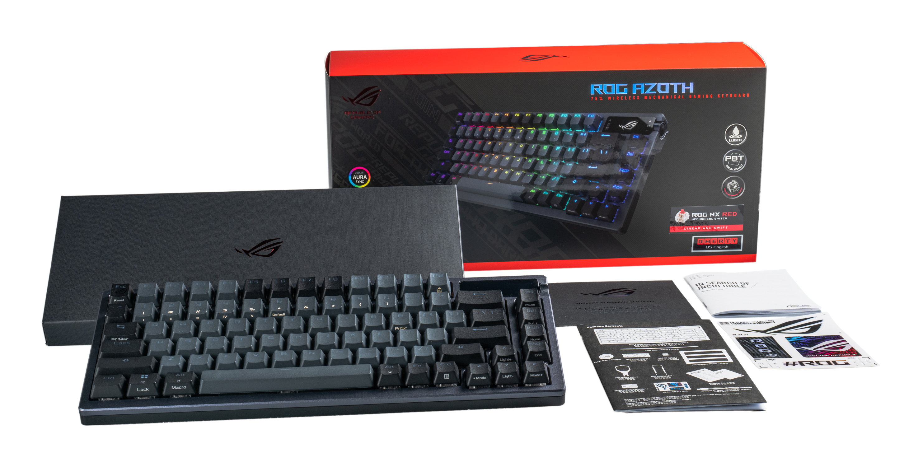ASUS M701 ROG AZOTH/NXRD/FR, Verkabelt & Kabellos, USB + RF Wireless + Bluetooth, Mechanischer Switc