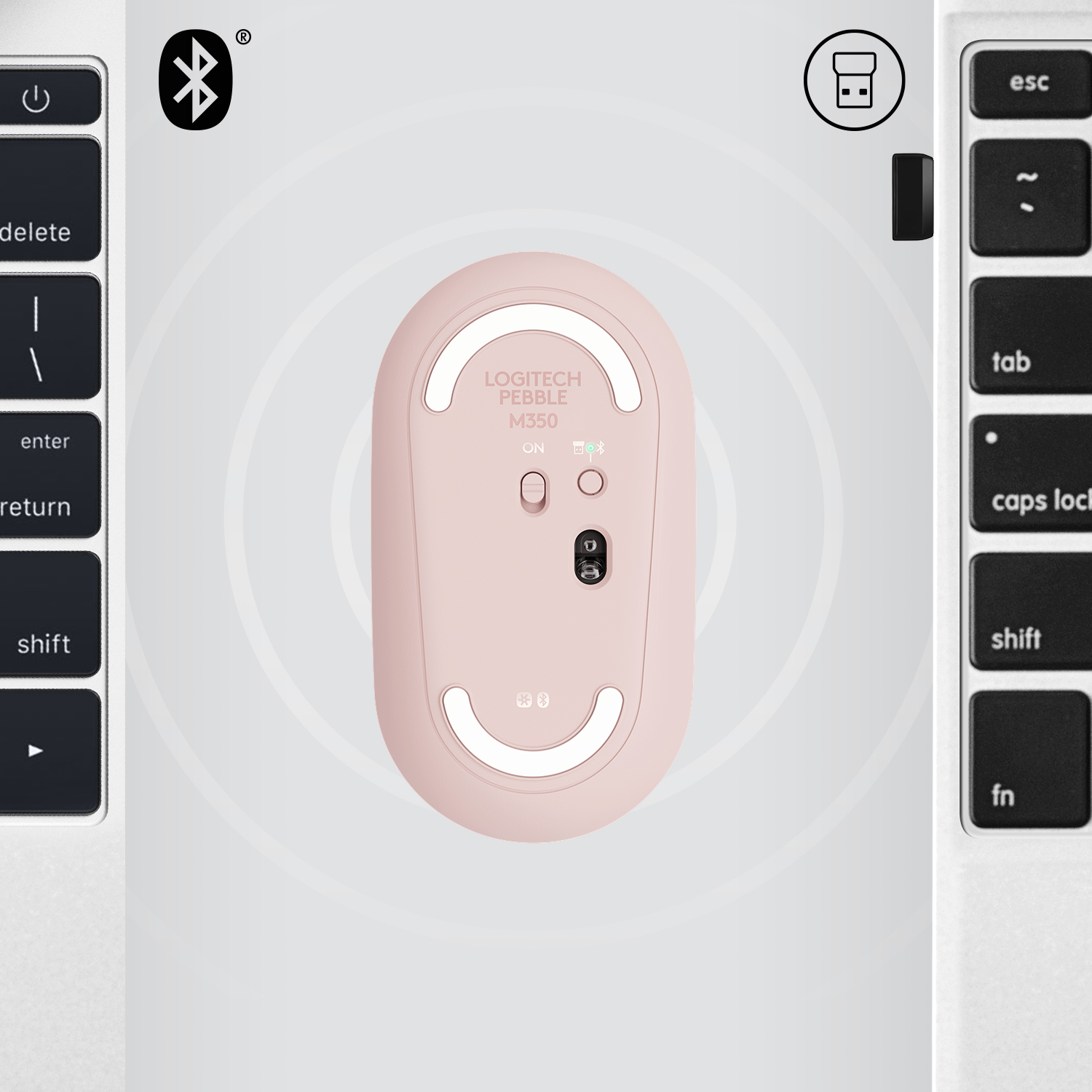 Logitech Pebble M350 - Maus - optisch - 3 Tasten - kabellos - 2.4 GHz, Bluetooth - kabelloser Empfän