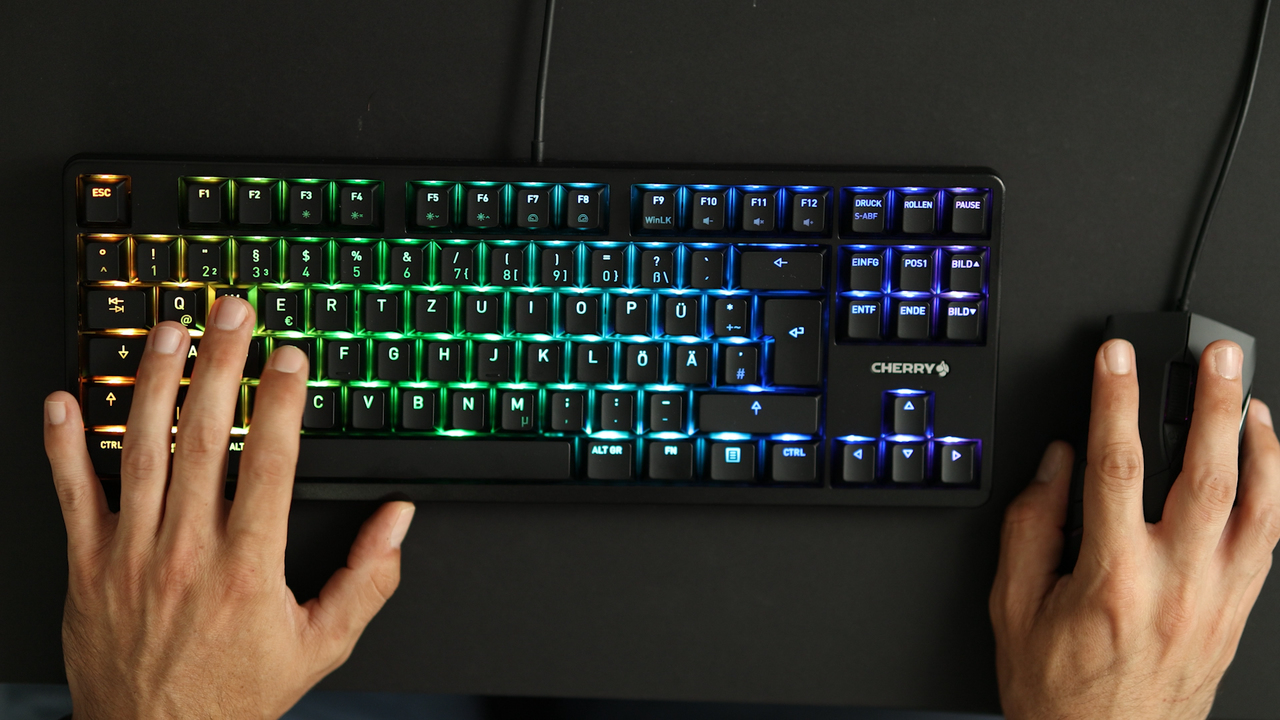 Cherry G80-3000N RGB TKL, Kabelgebunden, USB, Mechanischer Switch, QWERTY, RGB-LED, Schwarz