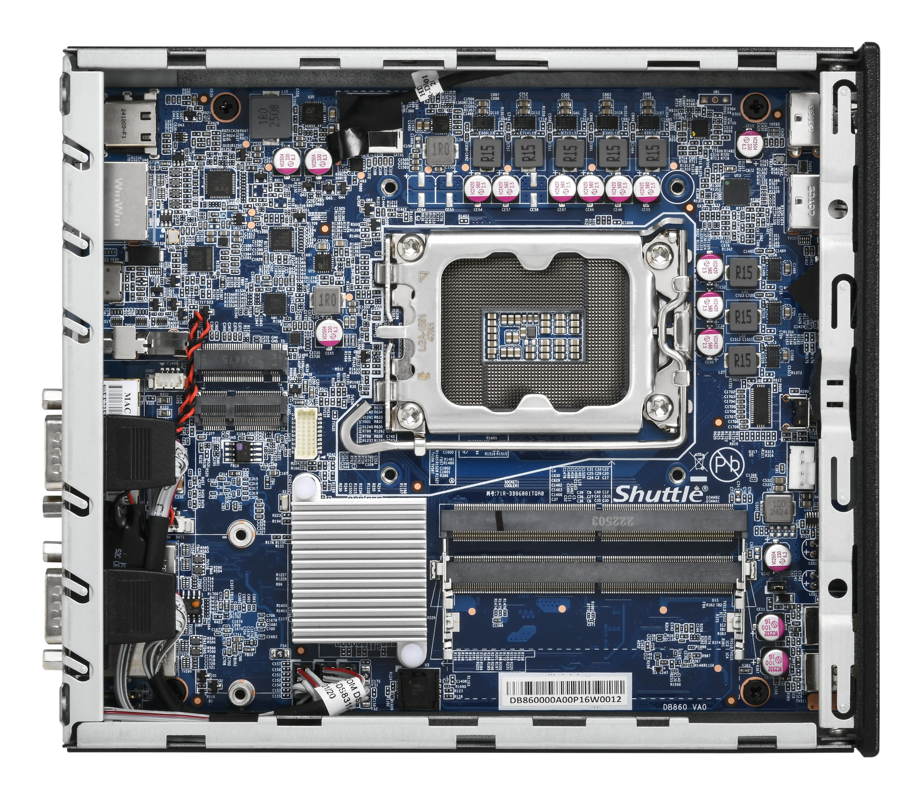 Shuttle Slim PC DB860 , S1851, 2x HDMI, 1x DP, 1x USB-C (DP), 1x 2.5", 1x M.2, 2x LAN (Intel 1G + 2.