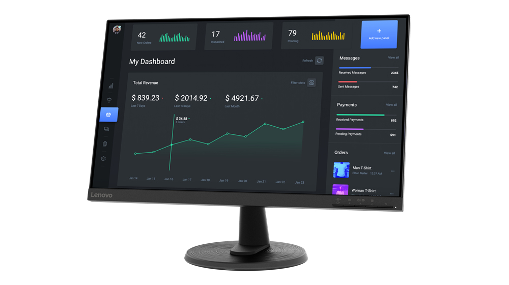 Lenovo D24-40 - LED-Monitor - 61 cm (24") (23.8" sichtbar)