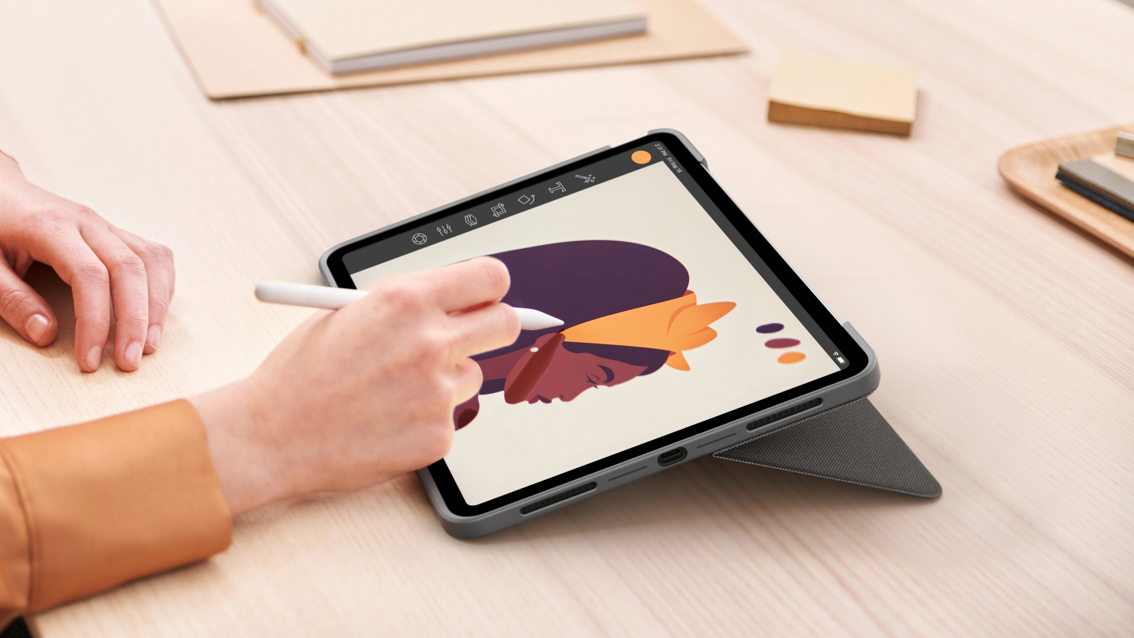Logitech Combo Touch, KeyboardDock für Apple iPad Air 4/Air 5 10.9" grau, DE